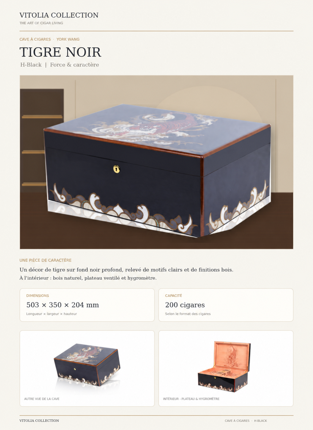 VITOLIA COLLECTION – TIGRE – Cave Cigare – Humidor H-Black