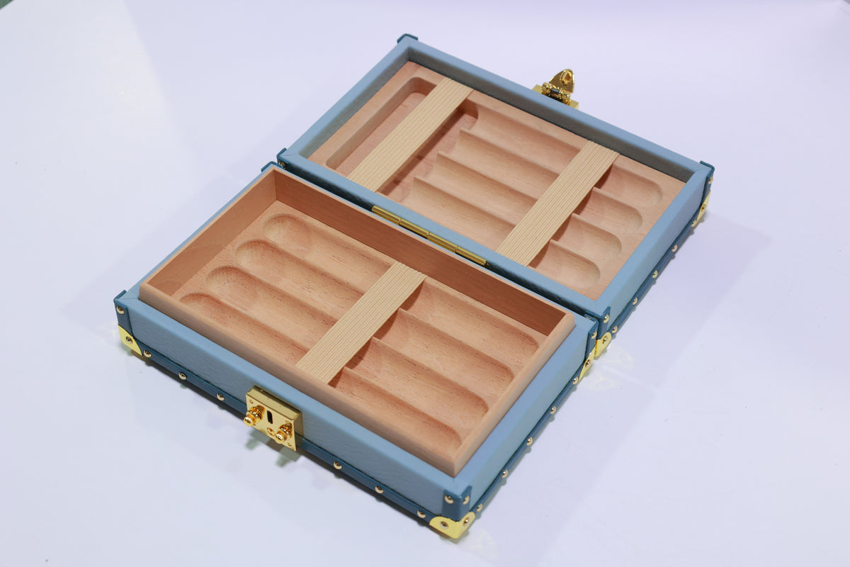 VITOLIA COLLECTION – Coffret de voyage 8 cigares – Cave Cigare – Argent & Orange