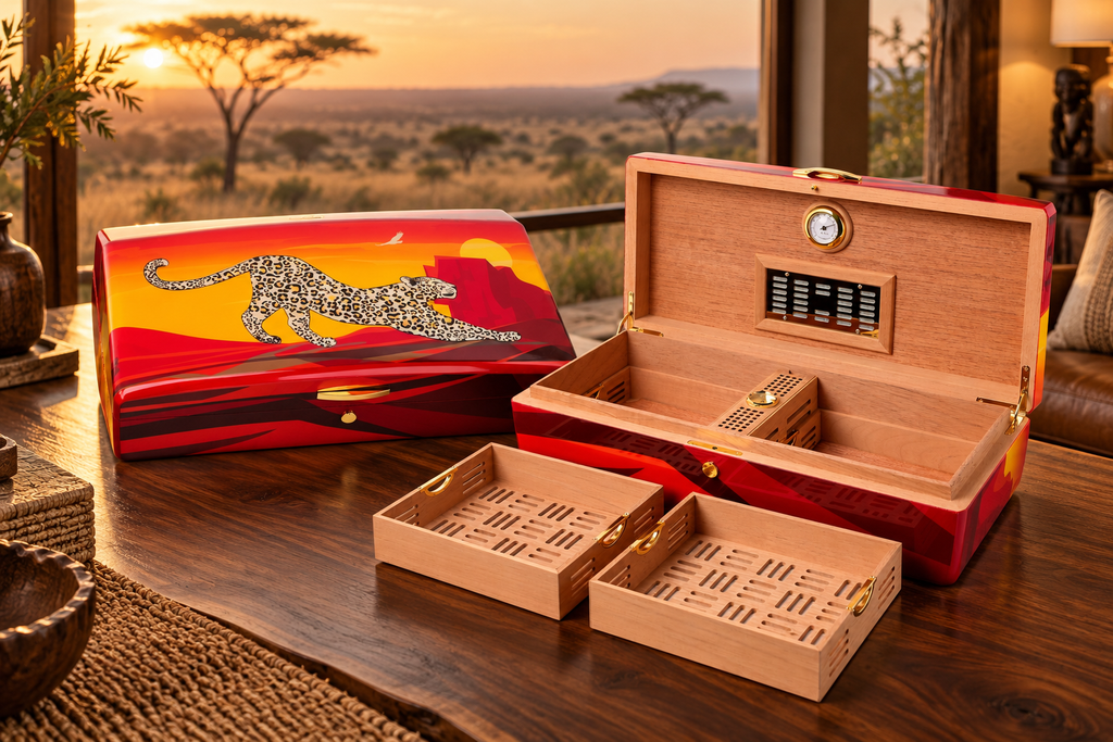 Cave Cigare Léopard de la Savane – Golden Leopard JQB‑Yellow