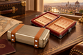 VITOLIA COLLECTION – Coffret de voyage 8 cigares – Cave Cigare – Argent & Orange